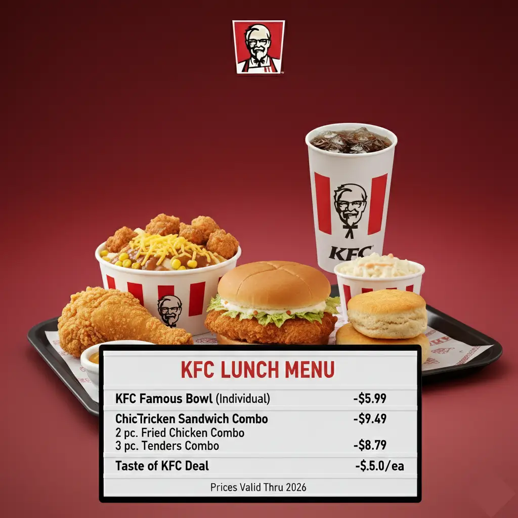 KFC Lunch Menu With Prices 2026