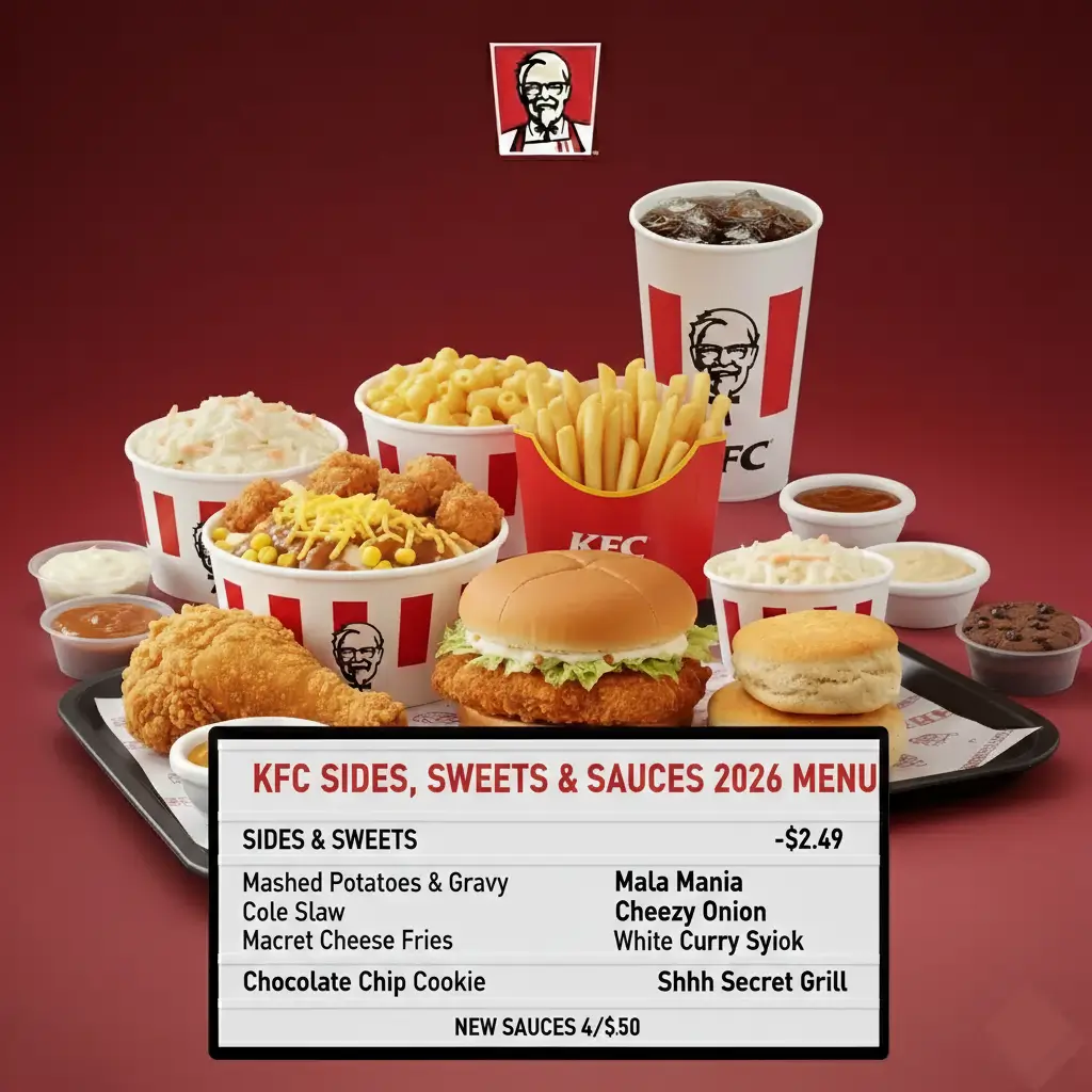 KFC Sides, Sweets, Sauces Menu 2026