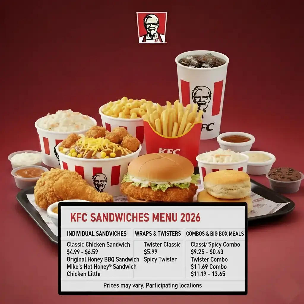 KFC Sandwiches Menu With Prices 2026