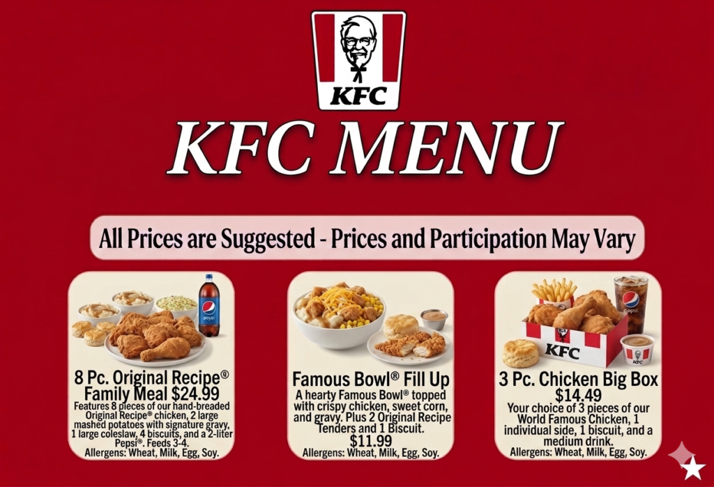 KFC menu
